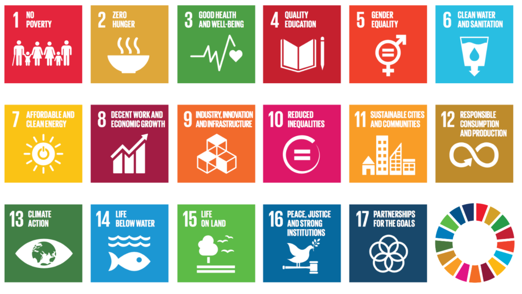 UN infographic displaying all 17 SDGs.