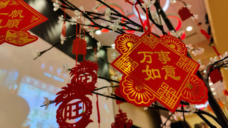 Lunar New Year Wishing Tree with wishes