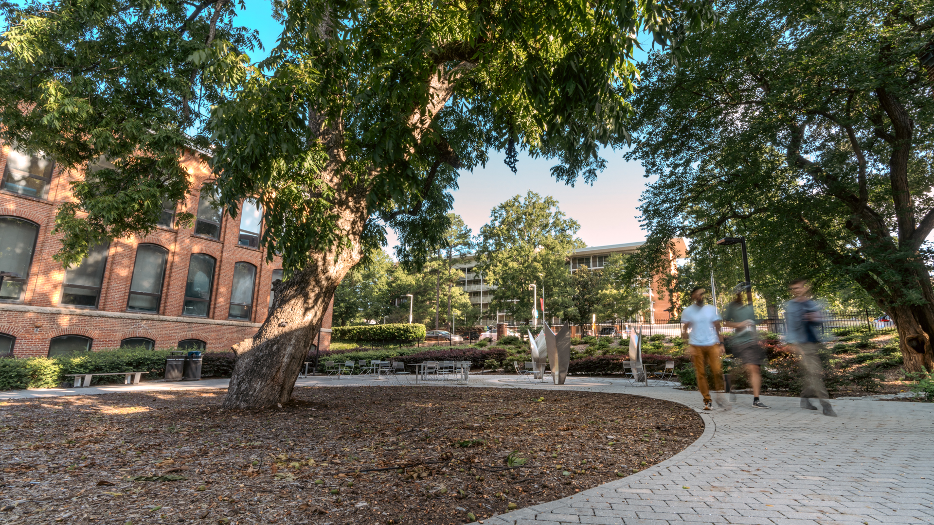 An image of the Global Courtyard, located outside Primrose Hall and CHASS.