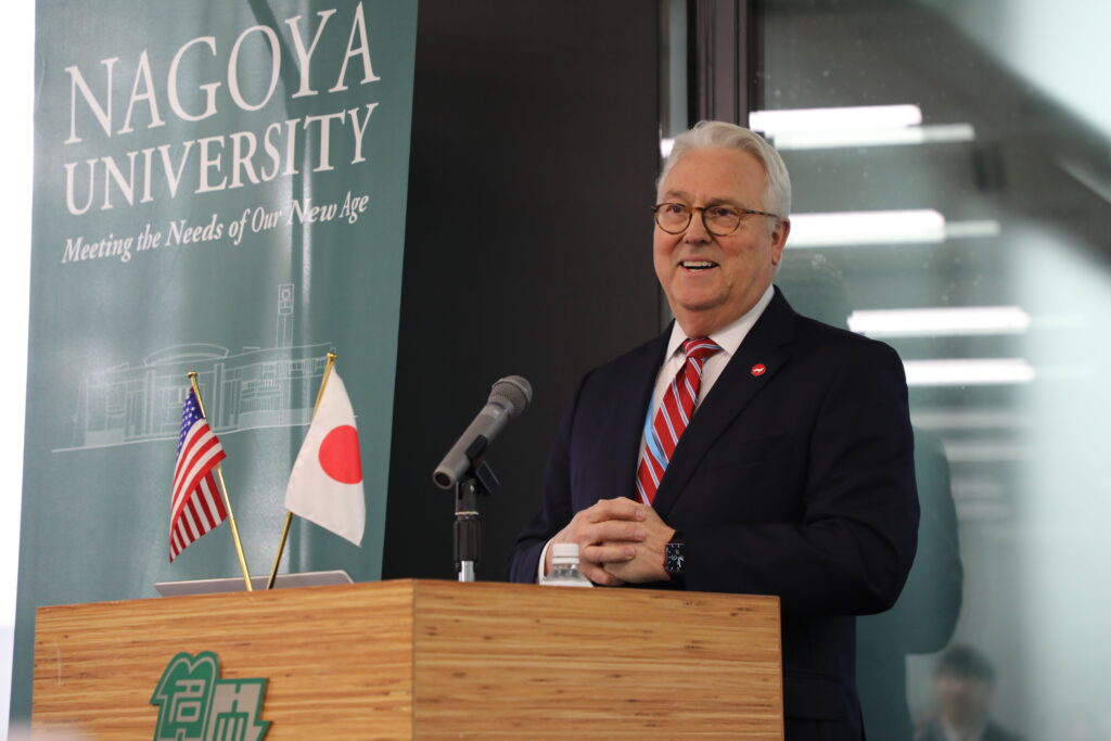 NC State Chancellor Randy Woodson gives a speech at the celebration. 