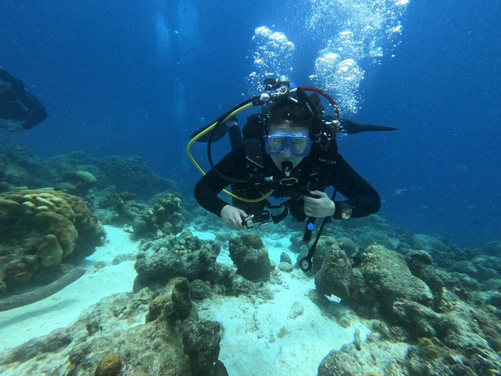 Meara Kane poses during a dive in Bonaire. 