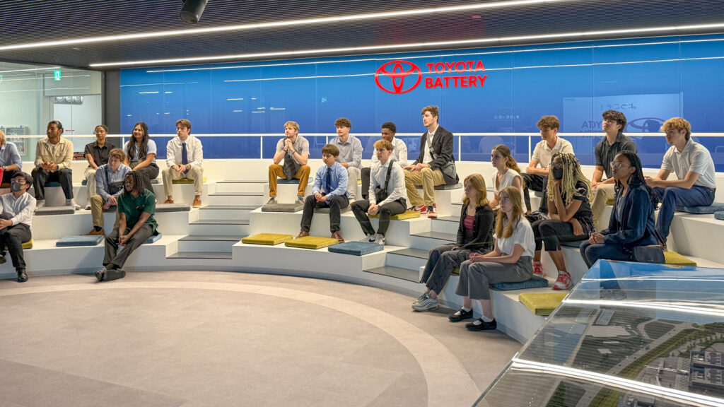 Students visit the Toyota Battery facility in Nagoya. 