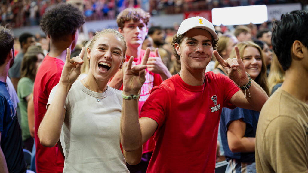 Students celebrate a new school year at Convocation in Reynolds Coliseum.