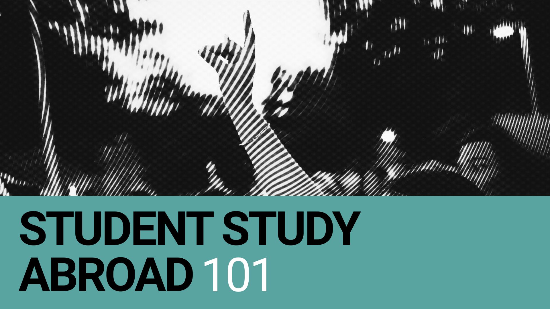 A student's hand throwing up wolfies. Reads: Student Study ABroad 101