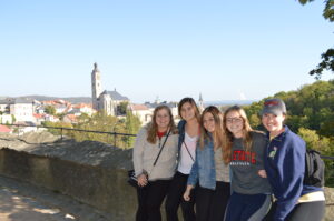 Group photo of students abroad in Prague. 