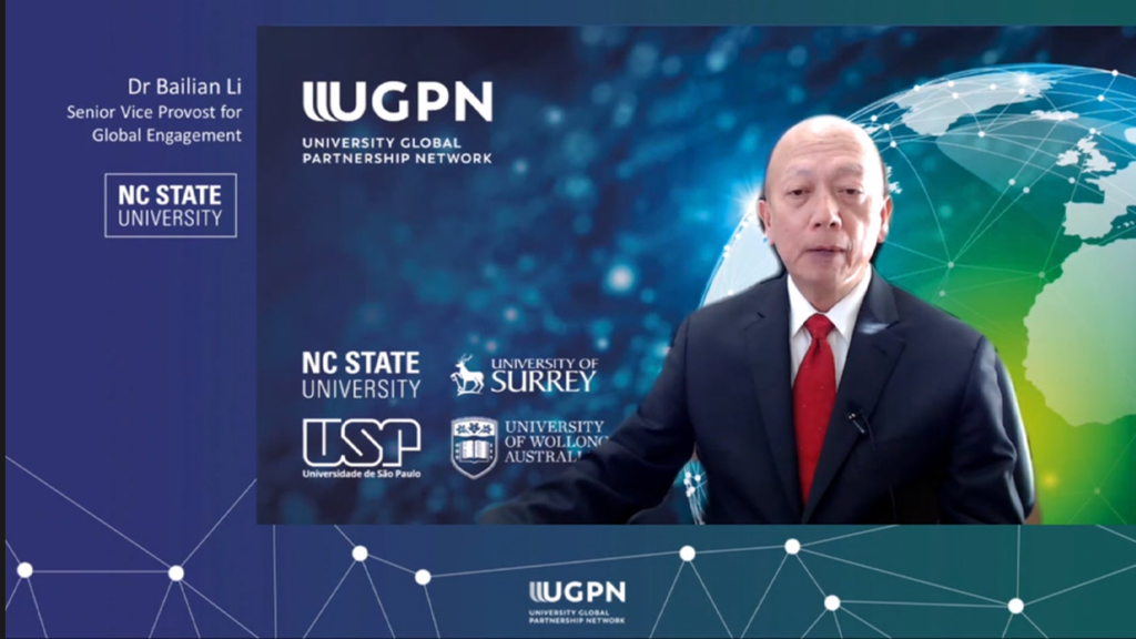 Dr. Bailian Li, chair of this year's UGPN conference during the opening session on March 14, 2022.