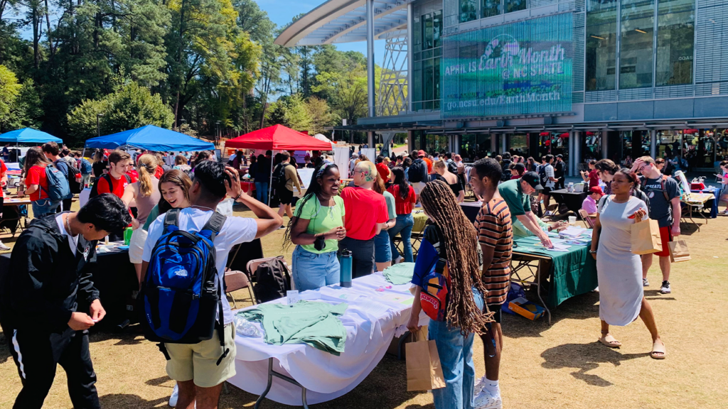 NC State has many campus events that raise awareness of sustainability such as Earth Fair, which is one of the signature events of NC State's Earth Month each April.